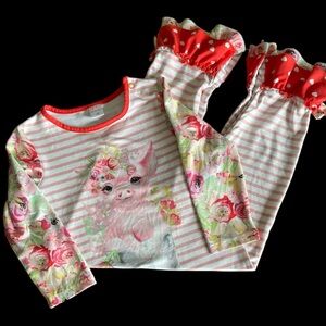 Penelope Plumm Orange Striped Piggy One Piece